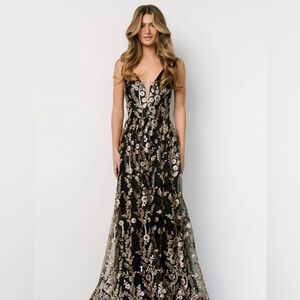 Zipporah Sequin Gown | Black + Gold - L Baltic Born